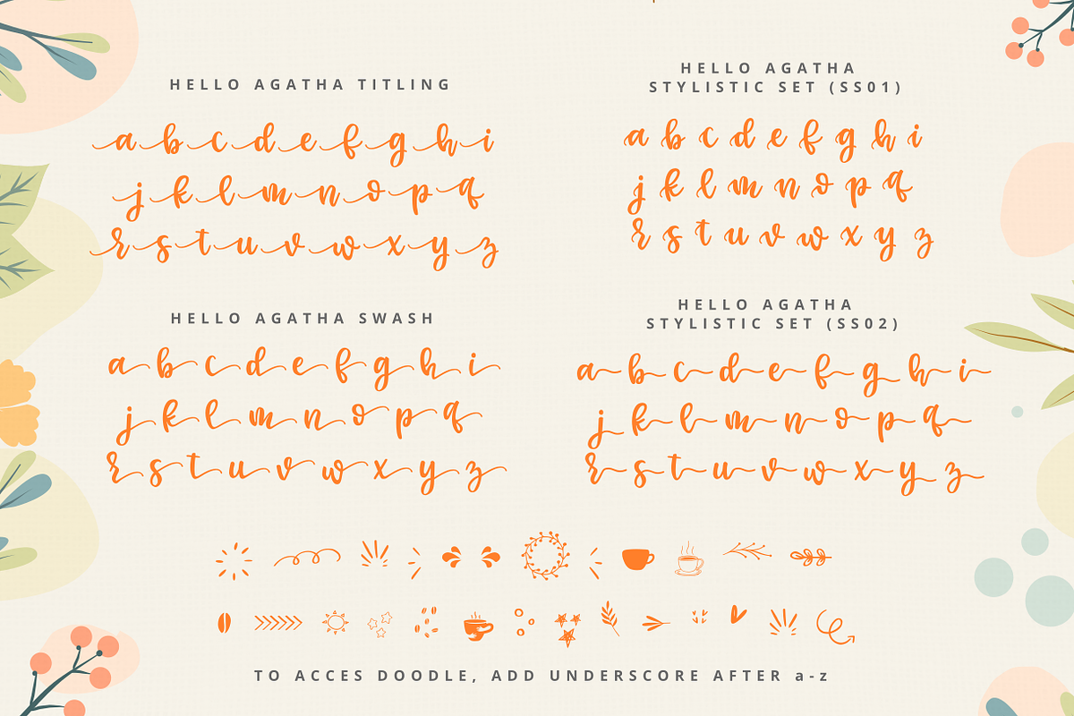 Hello Agatha Font Duo + Extra Doodle, a Script Font by zeenesia (Photo 11 of 12)