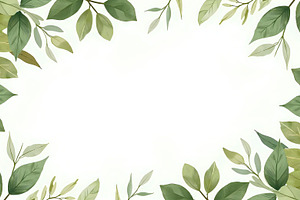 Watercolor Leaves Frame With Blank C, a Photo by LOGOCREATIVE