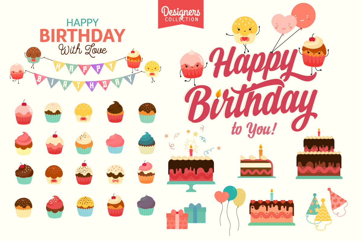Big set of Birthday Party elements, a Decorative Illustration by VectorBakery