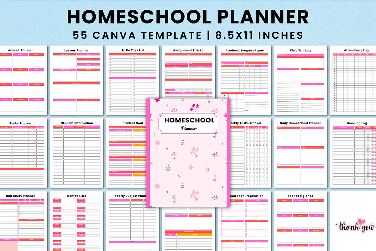 Homeschool Planner For Canva KDP, a Stationery Template by Shumaya (Photo 1 of 7)