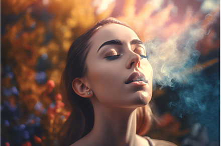 Modern girl smoke. Generate ai, a Person Photo by Ylivdesign