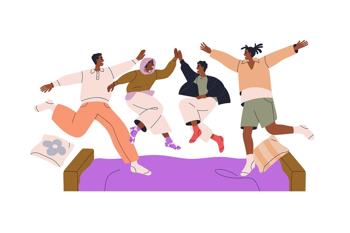 Happy families jumping with kids set, a Person Illustration by Good Studio (Photo 3 of 13)