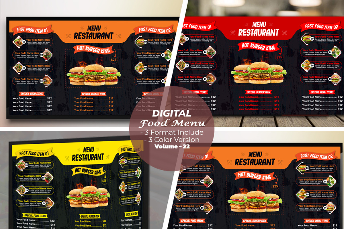 Digital Fast Food Menu Template, a Stationery Template by MRI STUDIO (Photo 1 of 4)