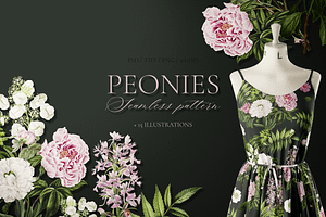 PEONIES Seamless Pattern