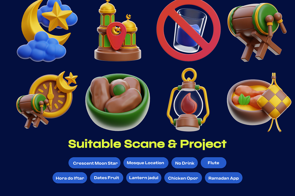 Ramadan 3D Icon pack vol 2., a Food & Drink 3D Model by orenjidesign (Photo 4 of 8)