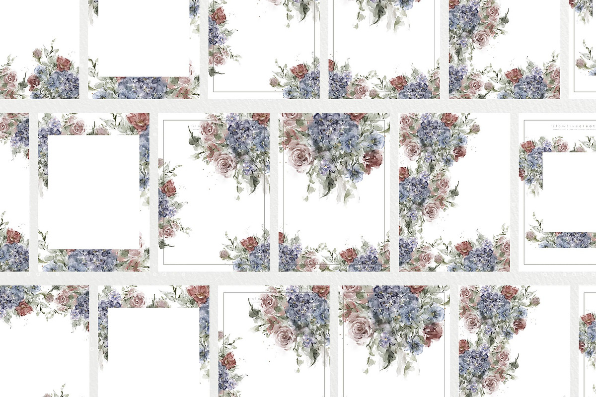Gabriella Watercolor Florals Frames, a Stationery Template by slowlivecreate (Photo 5 of 6)