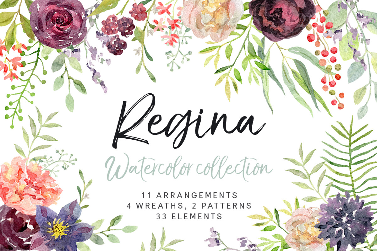 Regina watercolor floral collection, an Illustration by OJardin (Photo 1 of 5)