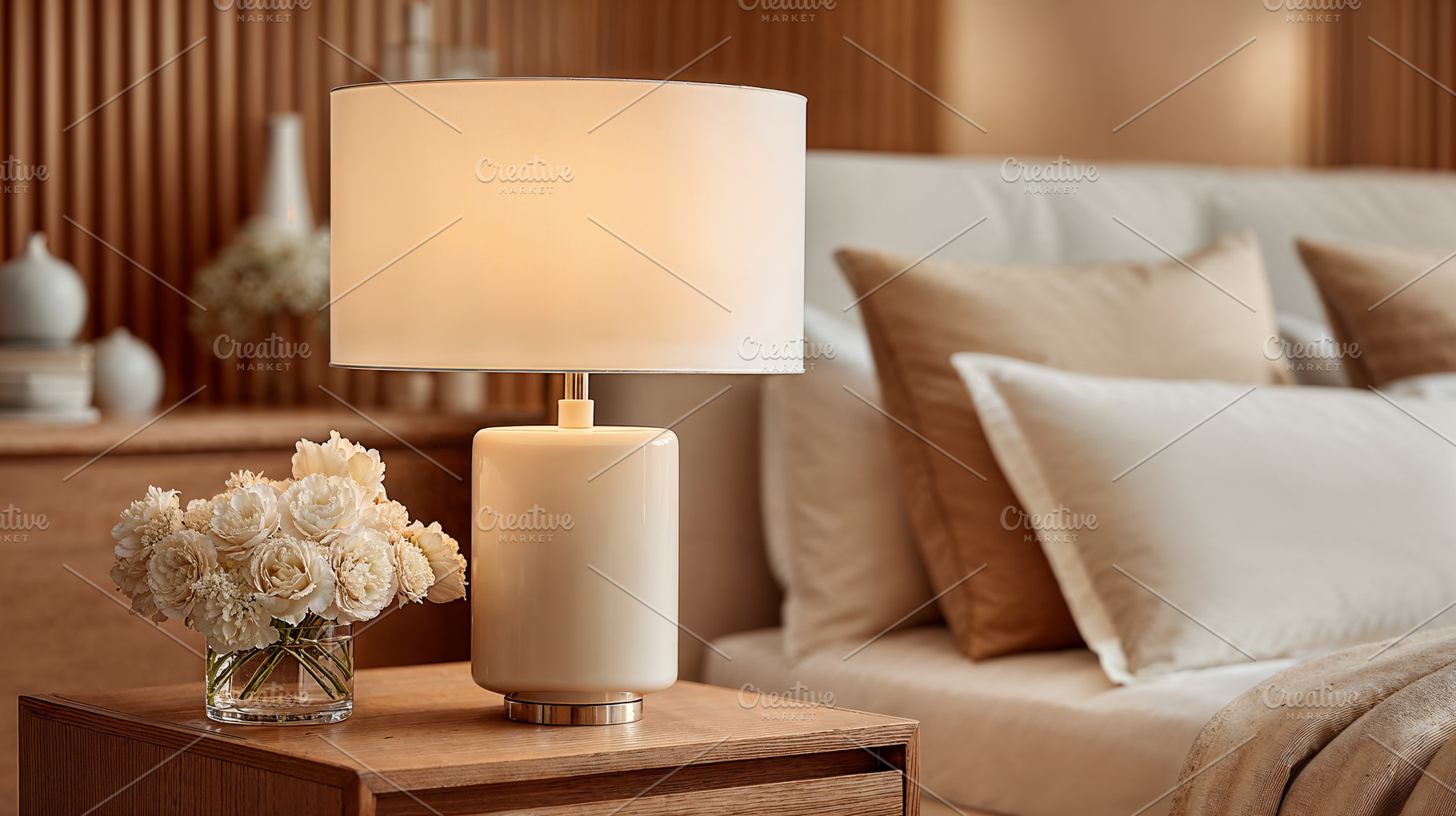Cozy hotel bedroom with modern decor and comforting ambiance, a Holiday Photo by OSORIOartist