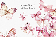 Watercolor Butterflies & Bows, a Decorative Illustration by ThaismotaCreativeCo (Thumbnail 5 of 6)