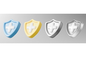 3d health shield icons with plus, an Object Illustration by art PVP - market