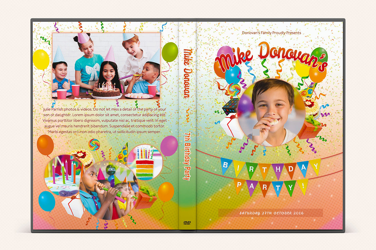 Kids Birthday Party DVD Covers Vol01, a Stationery Template by Sargatal (Photo 3 of 6)