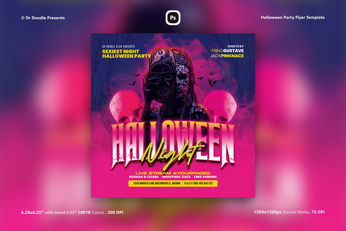 Halloween Party Flyer & Social Media, a Flyer Template by iDoodle Studio