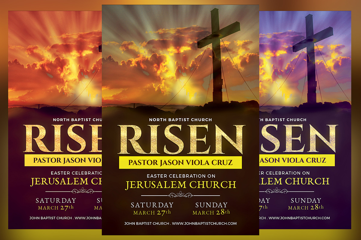 Risen Church Flyer, a Flyer Template by KiraYamato Design Studio