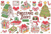 Christmas Books and cute cat clipart, an Animal Illustration by NataKa (Thumbnail 1 of 5)