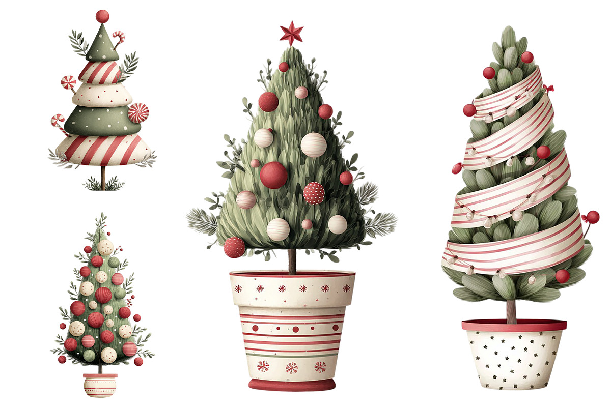 Cute Christmas Topiaries Tree, an Illustration by Craft Nest (Photo 10 of 11)