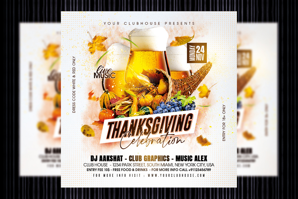 Thanksgiving Flyer Template, a Templates & Theme by MithilaCreation (Photo 1 of 6)