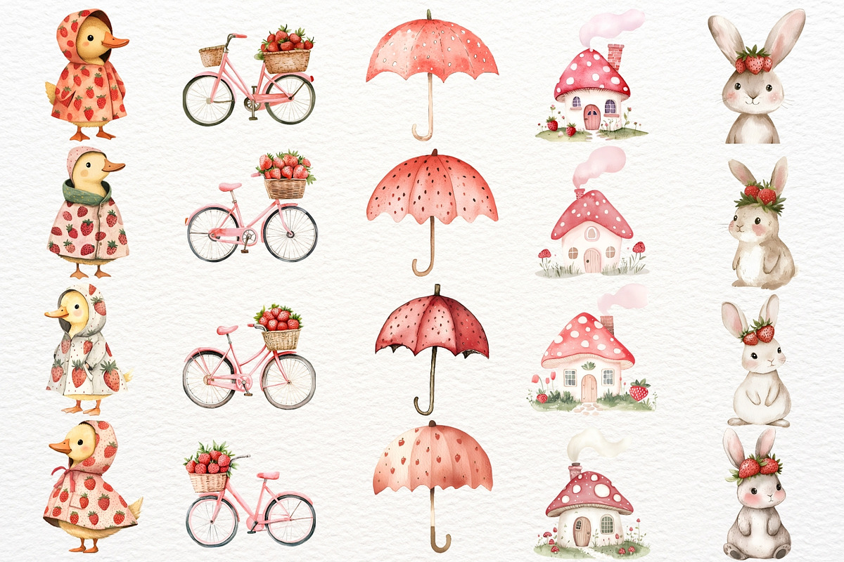 Sweet Strawberry PNG Summer Clipart, a Seasonal Illustration by SugarCloudStudioArt (Photo 7 of 7)