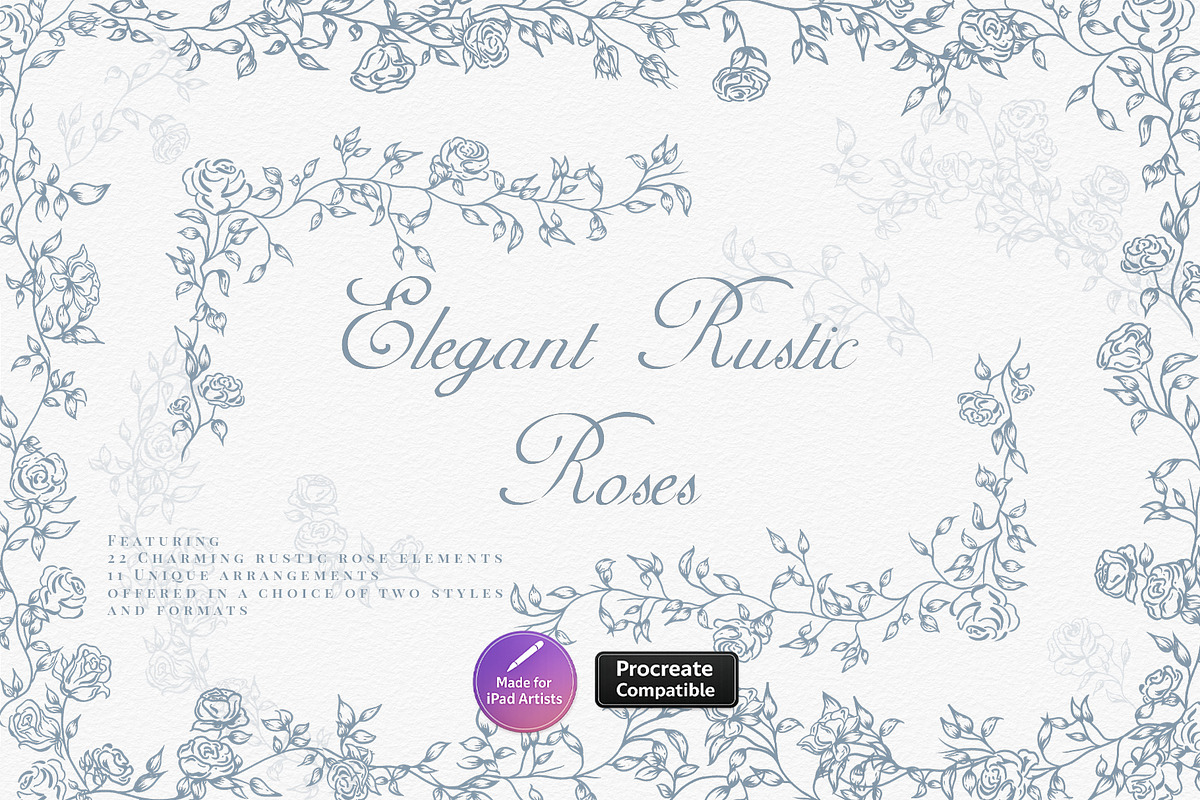 Procreate Elegant Rustic Roses, a Brush Add-On by AW Studios (Photo 1 of 5)