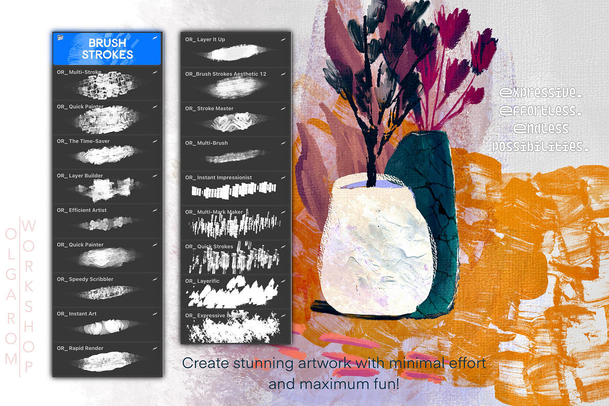 Painterly Aesthetic Procreate Bundle, a Brush Add-On by OlgaRom (Photo 4 of 8)
