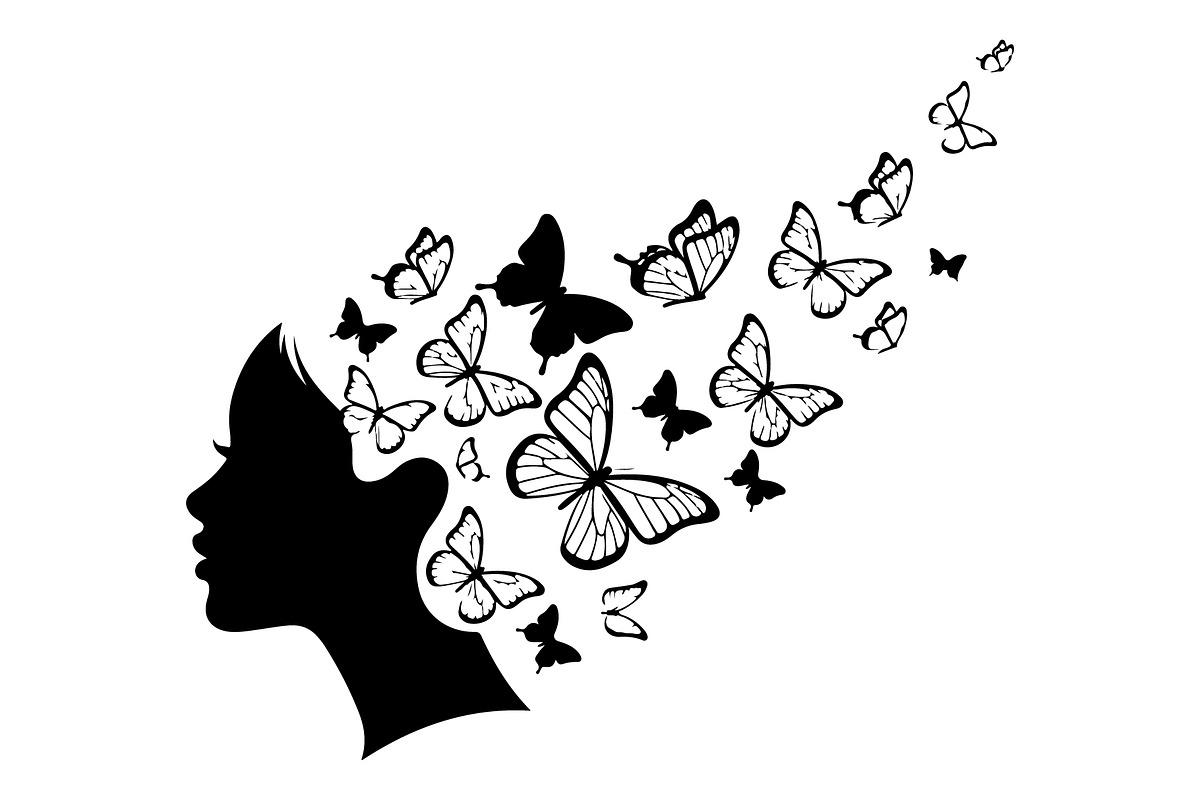 Woman Butterfly Hair Silhouette, an Object Illustration by yasushie (Photo 18 of 31)