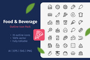 35 Food & Beverage Outline Icon Pack, an Outline Icon by Bilicube Studio (Thumbnail 2 of 3)