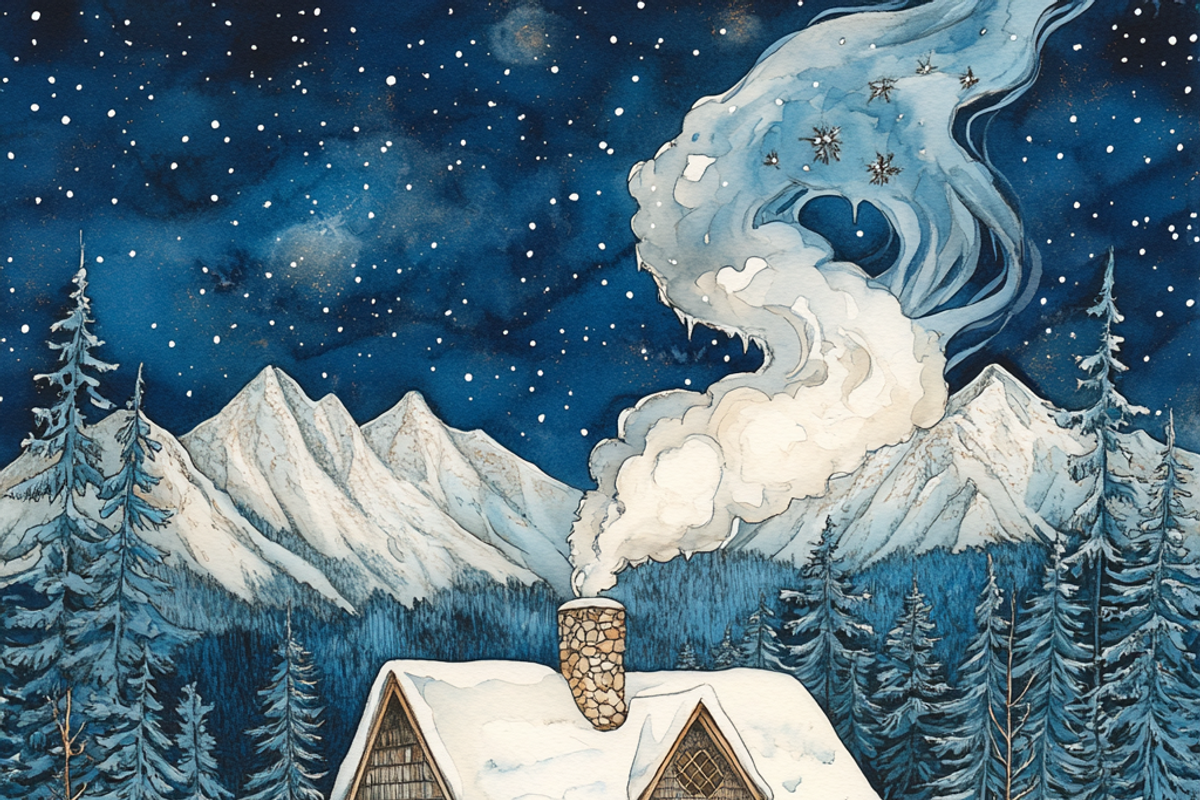Vintage Snow-covered Mountain Cabin, a Background Graphic by Printable Treasure (Photo 4 of 8)