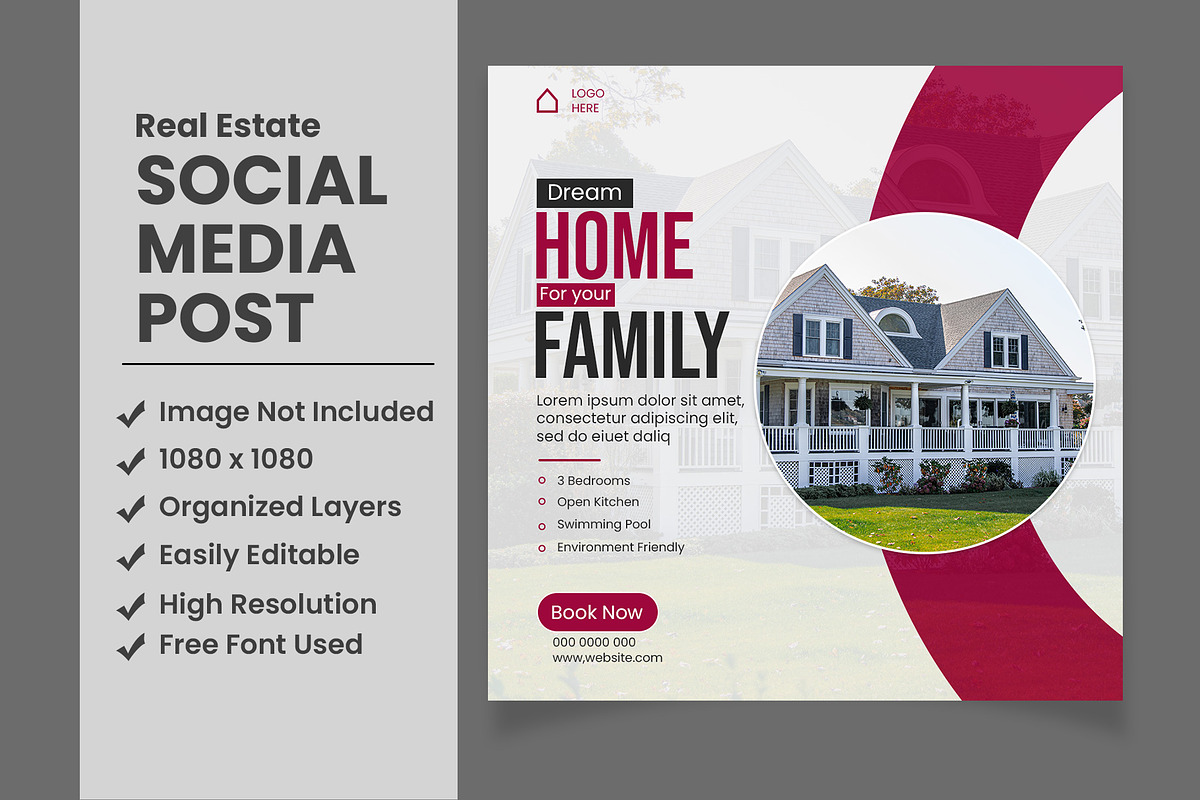Real Estate Social Media Post Design, a Social Media Template by designsprout (Photo 1 of 2)