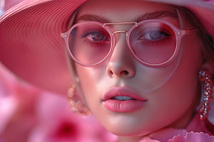 A young Caucasian woman with a glamorous look, wearing a wide-brimmed hat and s, a Business Photo by ImageMir