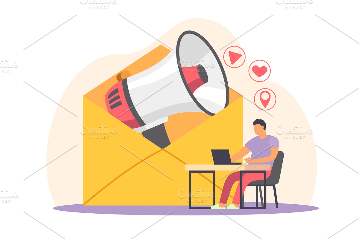 Electronic newsletter, marketing, an Object Illustration by YummyBuum
