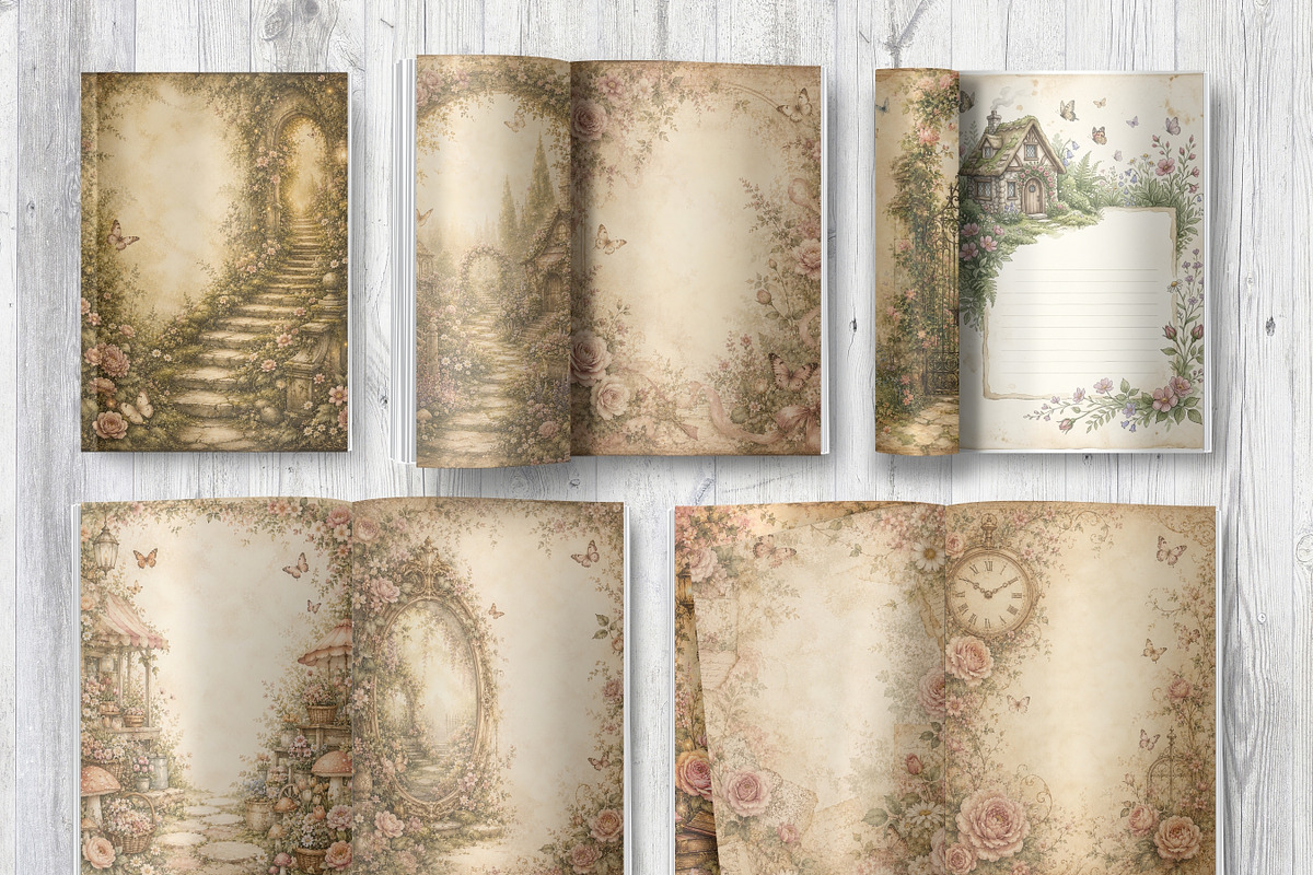 Vintage Fairy Garden Journal Pages, a Background Graphic by LA Design (Photo 7 of 10)