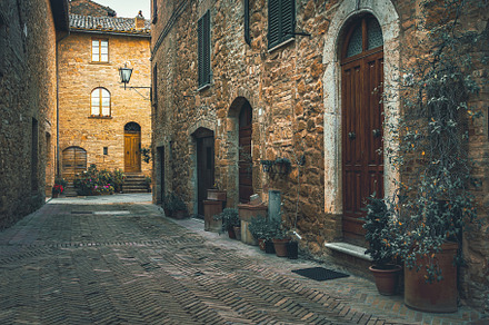 Cozy arranged street in Italy, an Architecture Photo by Alpine Dreams