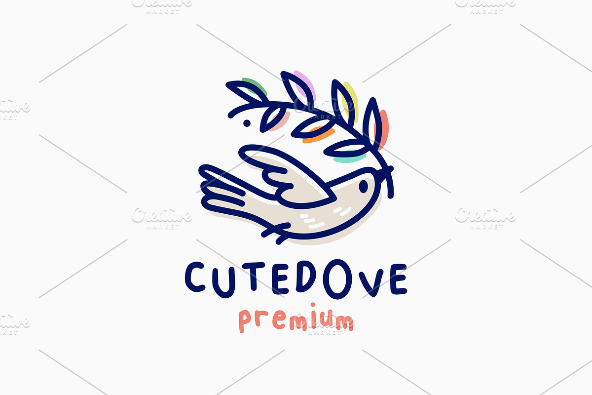 Quirky cute dove cartoon logo, a Branding & Logo Template by VASTARD STUDIO