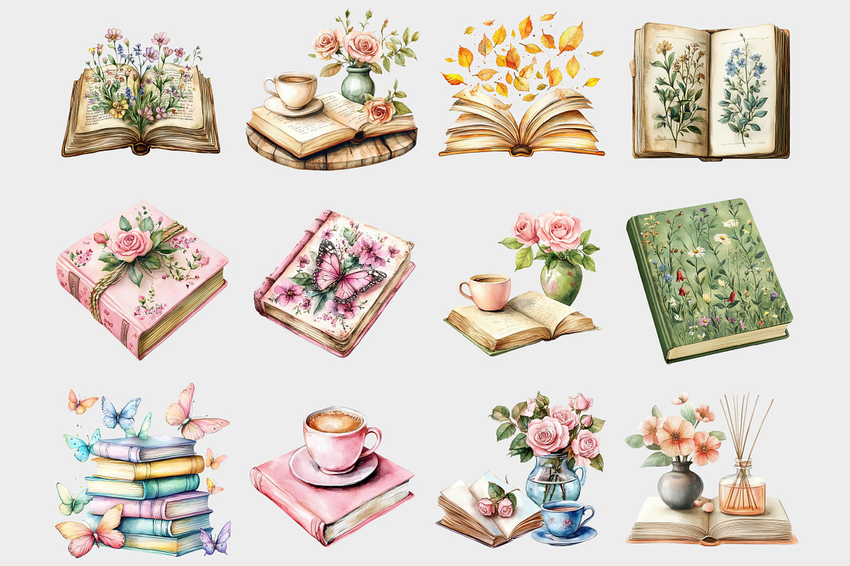Watercolor Pastel Books Clipart, a Seasonal Illustration by Design Market (Photo 2 of 5)