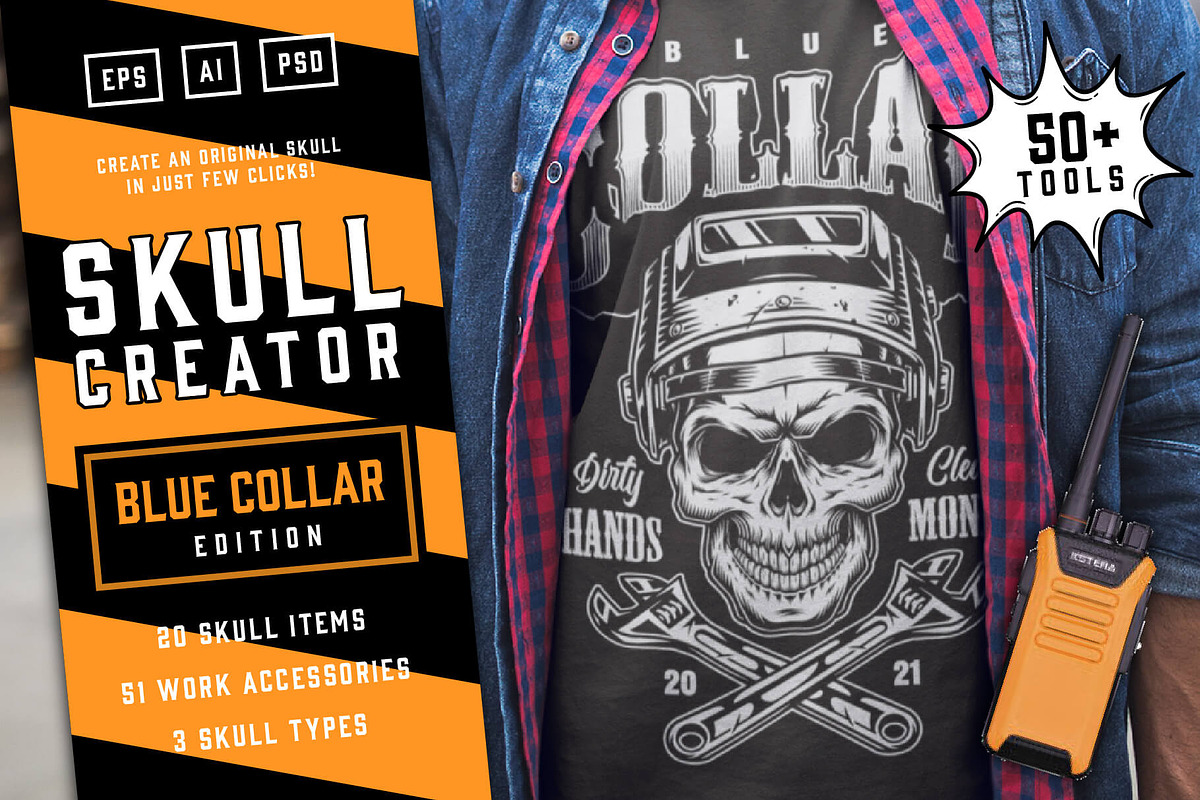 Skull creator (Blue collar edition), a Branding & Logo Template by DGIM studio (Photo 1 of 7)