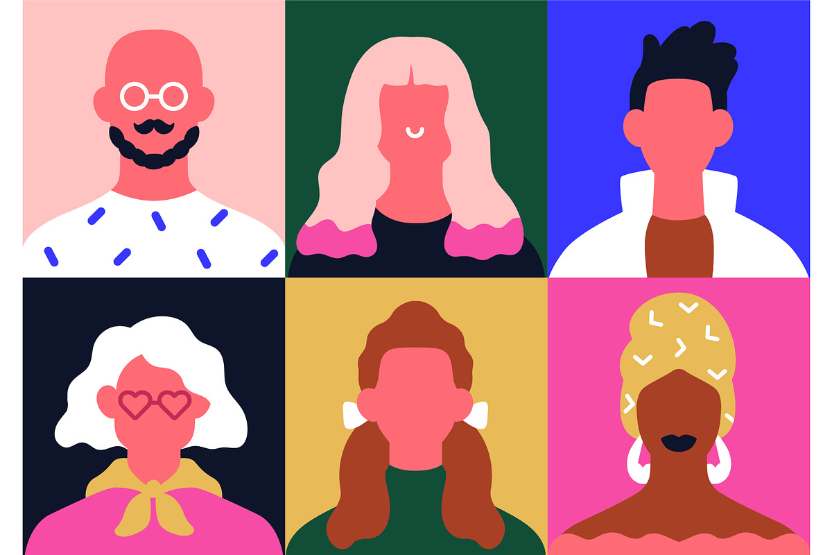 Abstract people face avatars set, a Person Illustration by Good Studio (Photo 7 of 13)