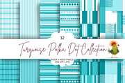 Turquoise Stripe Seamless Design Set, a Pattern Graphic by Earley Bird Design Studio (Thumbnail 1 of 8)