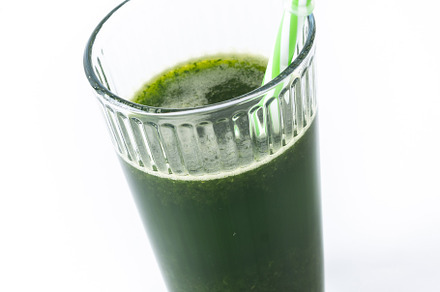 Kale, avocado and apples smoothie isolated on white background, a Food & Drink Photo by etorres69