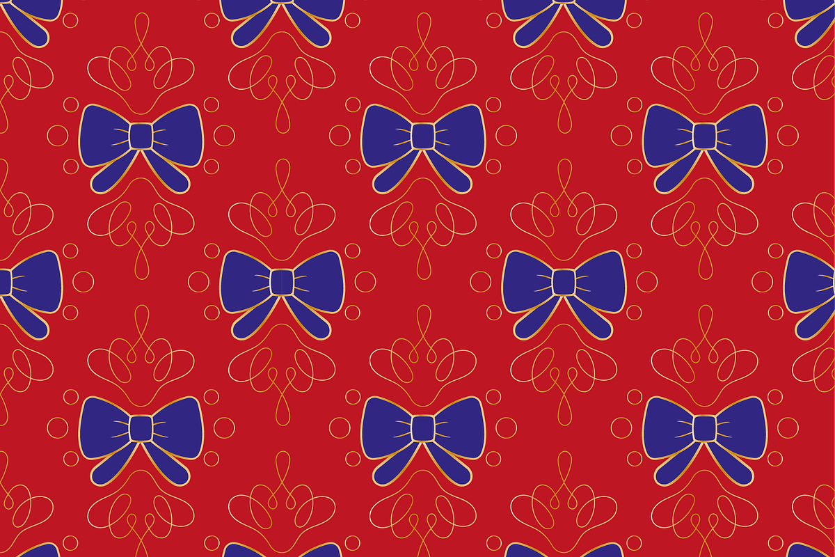 seamless pattern with blue bows on a, a Decorative Illustration by JYa_Design