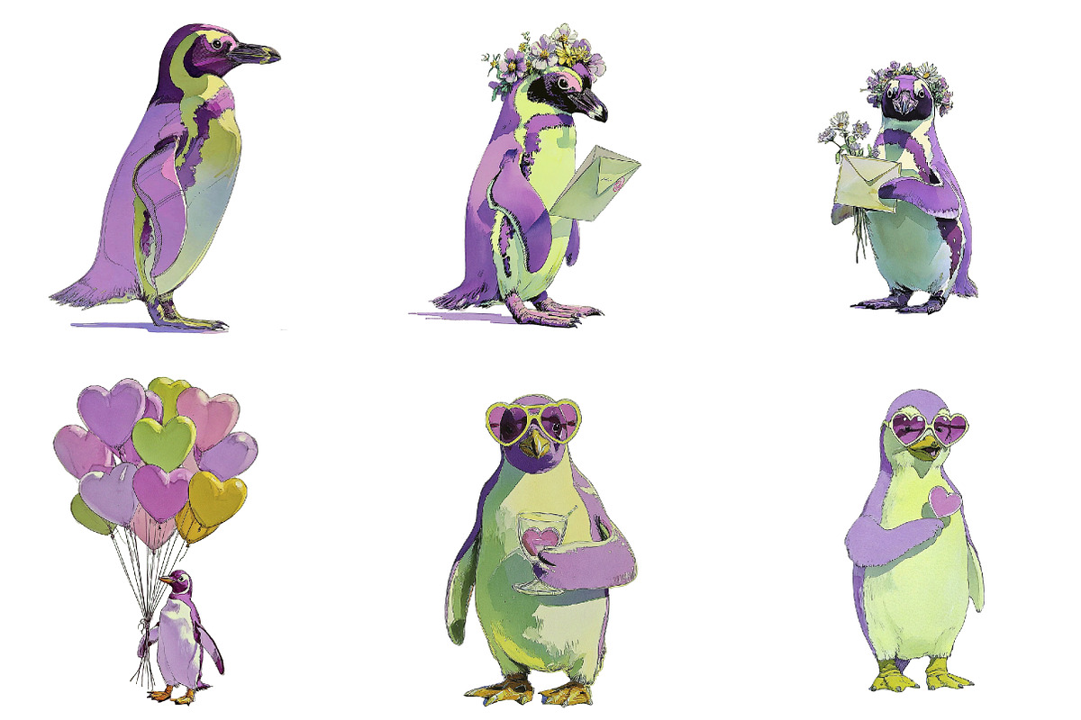 Valentine's Whimsical Penguin Clipar, an Illustration by DreamArtGraphic (Photo 4 of 4)