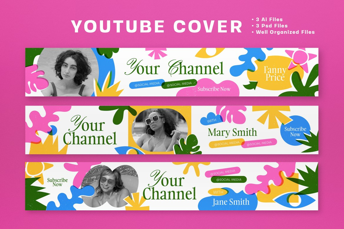Colorful Risograph Youtube Banner, a Social Media Template by graphicook (Photo 2 of 3)
