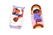 Cute children sleeping in bed set, a Person Illustration by PaperTrident (Thumbnail 3 of 6)