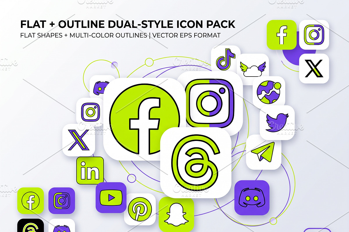 Social Flow Dual Style Icon EPS Pack, a Technology Illustration by NH graphic (Photo 3 of 3)