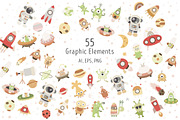 Nursery Art Space Kids Bundle, a Decorative Illustration by Nursery Art (Thumbnail 2 of 8)