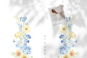 Watercolor Clipart-Blue Cream Floral, a Decorative Illustration by Beigetime (Thumbnail 6 of 16)