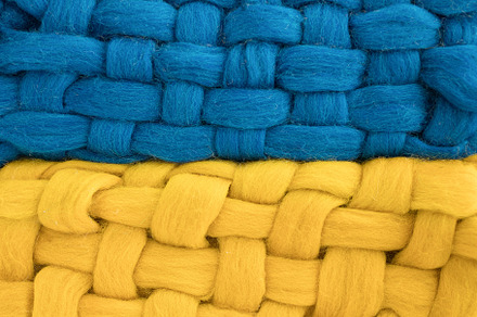blue and yellow flag of ukraine made