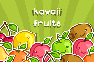 Background with kawaii fruits., a Card Template by incomible