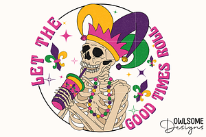 Skeleton Mardi Gras Drink Coffee PNG