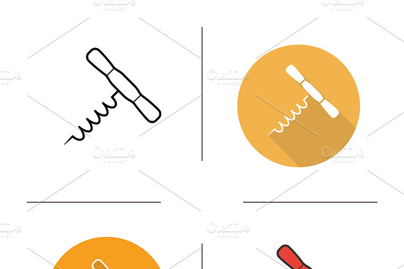 Wine Bottle Opener Icons. Vector