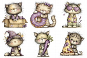 Whimsical Funny Cats Clipart, an Illustration by Daily.Designs (Thumbnail 5 of 6)