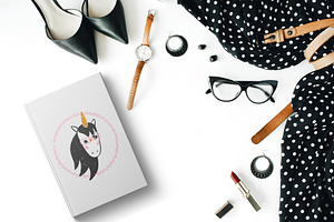 Unicorn Clip Art & Lettering Set